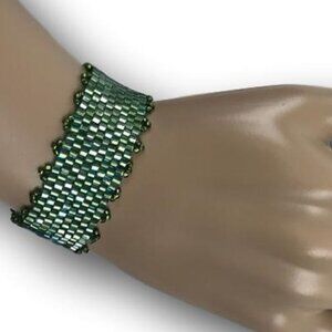 Handmade Green Beaded Boho Bracelet NEW!